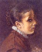 Adolph von Menzel Head of a Girl oil painting